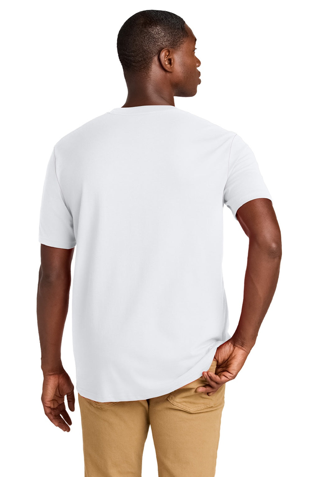 District DT8000 Mens Re-Tee Short Sleeve Crewneck T-Shirt White Model Back