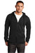 District DT800 Mens The Concert Fleece Full Zip Hooded Sweatshirt Hoodie w/ Pockets Black Model Front