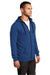 District DT800 Mens The Concert Fleece Full Zip Hooded Sweatshirt Hoodie w/ Pockets Deep Royal Blue Model 3q