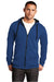 District DT800 Mens The Concert Fleece Full Zip Hooded Sweatshirt Hoodie w/ Pockets Deep Royal Blue Model Front