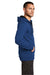 District DT800 Mens The Concert Fleece Full Zip Hooded Sweatshirt Hoodie w/ Pockets Deep Royal Blue Model Side