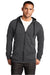 District DT800 Mens The Concert Fleece Full Zip Hooded Sweatshirt Hoodie w/ Pockets Heather Charcoal Grey Model Front
