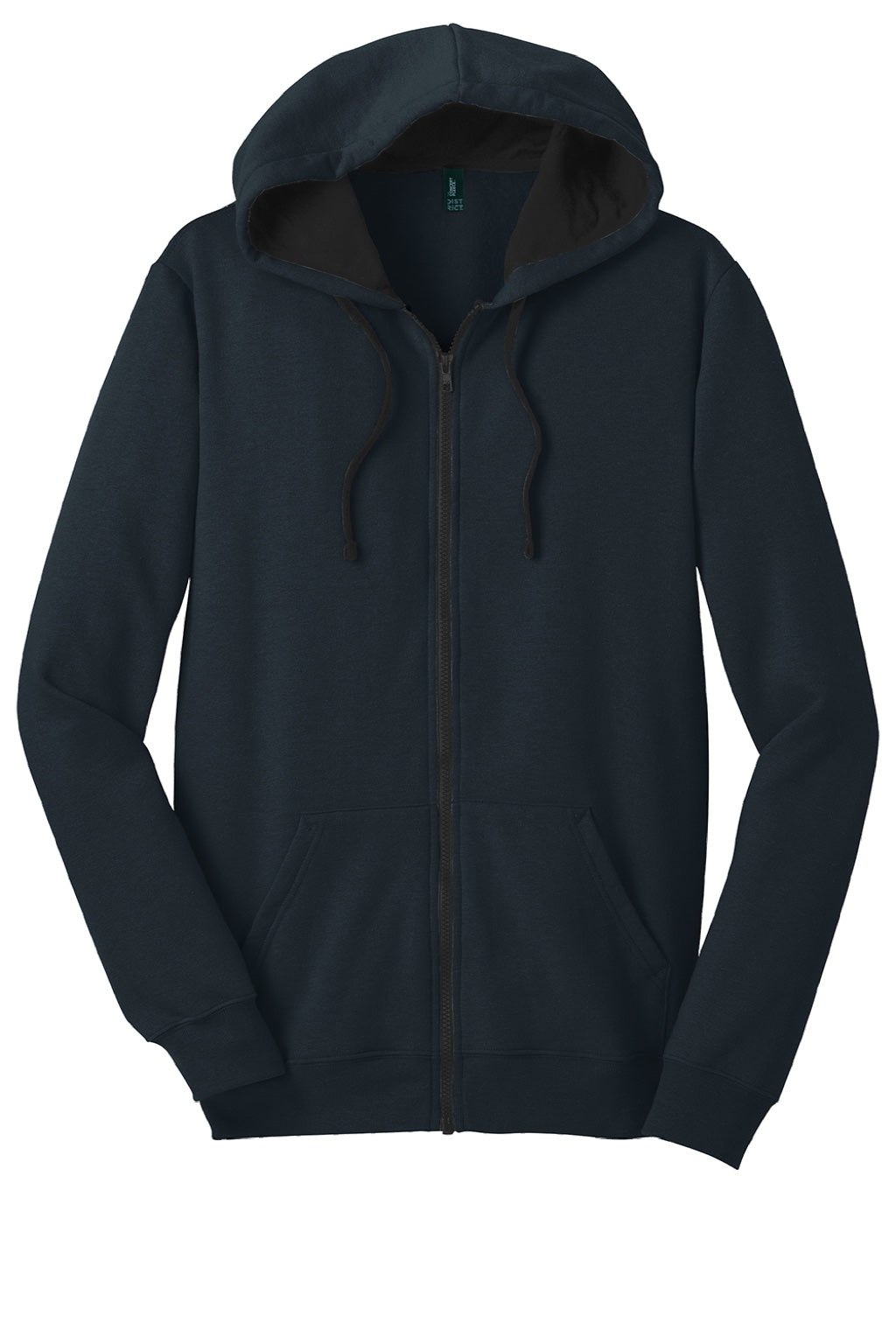 District DT800 Mens The Concert Fleece Full Zip Hooded Sweatshirt Hoodie w/ Pockets New Navy Blue Flat Front