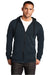 District DT800 Mens The Concert Fleece Full Zip Hooded Sweatshirt Hoodie w/ Pockets New Navy Blue Model Front