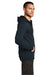 District DT800 Mens The Concert Fleece Full Zip Hooded Sweatshirt Hoodie w/ Pockets New Navy Blue Model Side