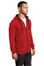 District DT800 Mens The Concert Fleece Full Zip Hooded Sweatshirt Hoodie w/ Pockets New Red Model 3q