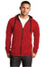 District DT800 Mens The Concert Fleece Full Zip Hooded Sweatshirt Hoodie w/ Pockets New Red Model Front