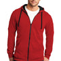 District Mens The Concert Fleece Full Zip Hooded Sweatshirt Hoodie w/ Pockets - New Red