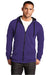District DT800 Mens The Concert Fleece Full Zip Hooded Sweatshirt Hoodie w/ Pockets Purple Model Front