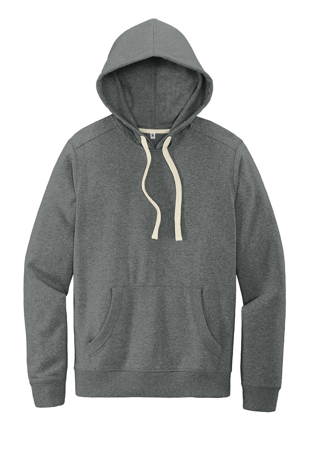 District DT8100 Mens Re-Fleece Hooded Sweatshirt Hoodie w/ Pouch Pocket Heather Deep Grey Flat Front