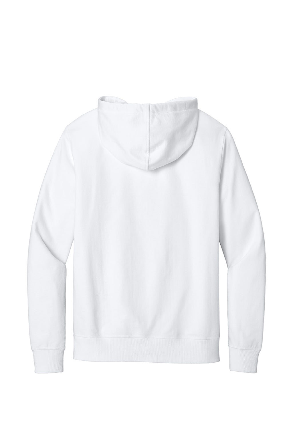 District DT8100 Mens Re-Fleece Hooded Sweatshirt Hoodie w/ Pouch Pocket White Flat Back