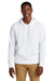 District DT8100 Mens Re-Fleece Hooded Sweatshirt Hoodie w/ Pouch Pocket White Model Front