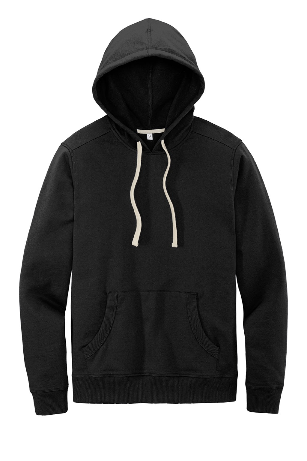 District DT8100 Mens Re-Fleece Hooded Sweatshirt Hoodie w/ Pouch Pocket Black Flat Front