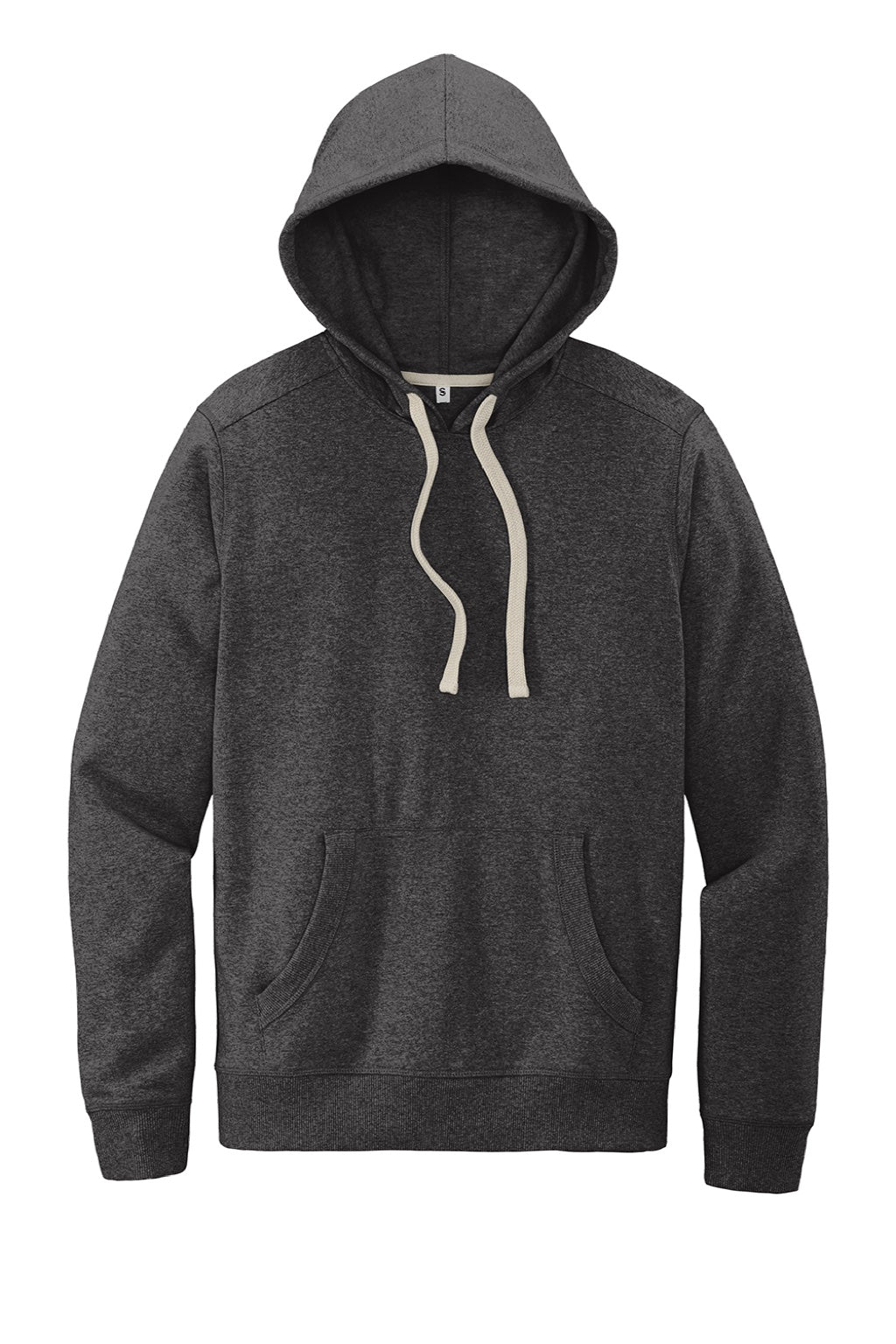 District DT8100 Mens Re-Fleece Hooded Sweatshirt Hoodie w/ Pouch Pocket Heather Charcoal Grey Flat Front