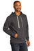 District DT8100 Mens Re-Fleece Hooded Sweatshirt Hoodie w/ Pouch Pocket Heather Charcoal Grey Model 3q