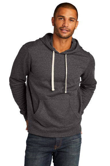 District DT8100 Mens Re-Fleece Hooded Sweatshirt Hoodie w/ Pouch Pocket Heather Charcoal Grey Model Front