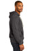 District DT8100 Mens Re-Fleece Hooded Sweatshirt Hoodie w/ Pouch Pocket Heather Charcoal Grey Model Side