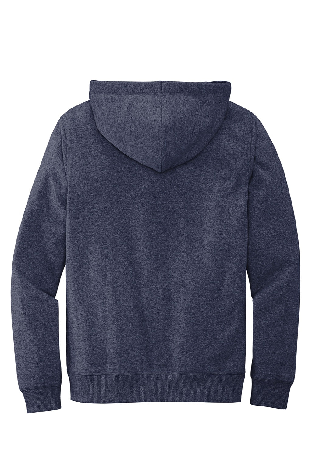 District DT8100 Mens Re-Fleece Hooded Sweatshirt Hoodie w/ Pouch Pocket Heather Navy Blue Flat Back