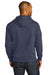 District DT8100 Mens Re-Fleece Hooded Sweatshirt Hoodie w/ Pouch Pocket Heather Navy Blue Model Back
