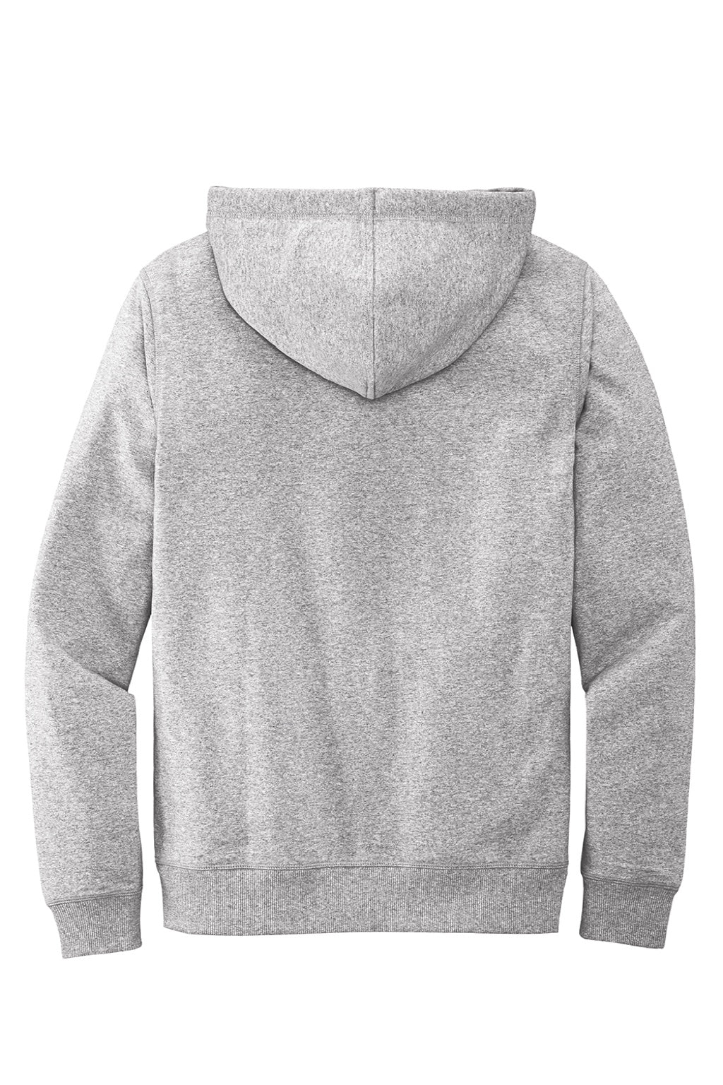 District DT8100 Mens Re-Fleece Hooded Sweatshirt Hoodie w/ Pouch Pocket Heather Light Grey Flat Back