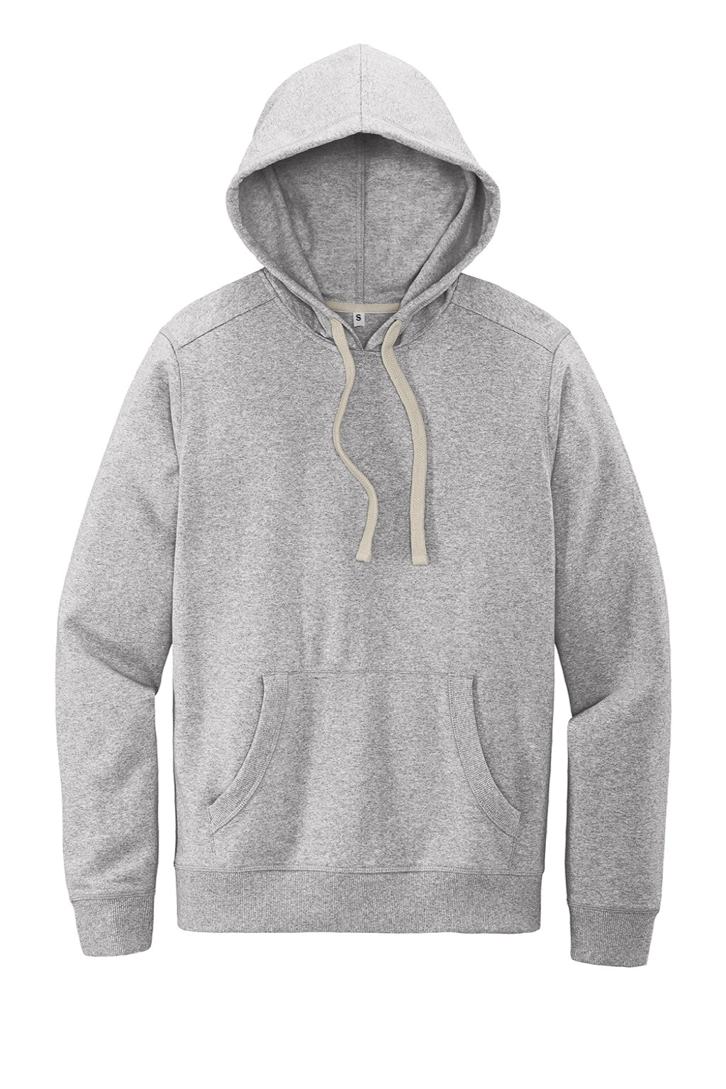 District DT8100 Mens Re-Fleece Hooded Sweatshirt Hoodie w/ Pouch Pocket Heather Light Grey Flat Front