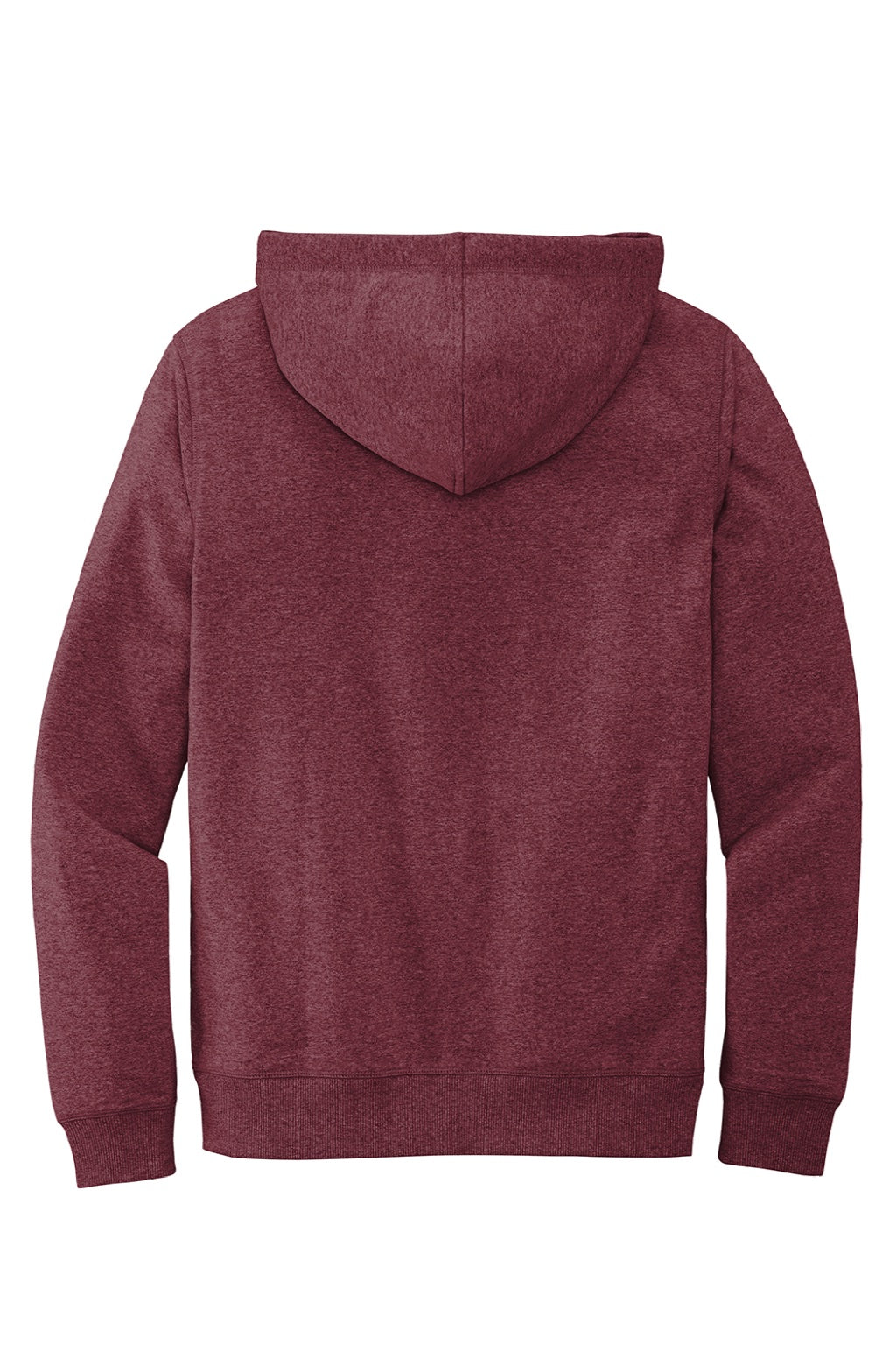District DT8100 Mens Re-Fleece Hooded Sweatshirt Hoodie w/ Pouch Pocket Heather Maroon Flat Back