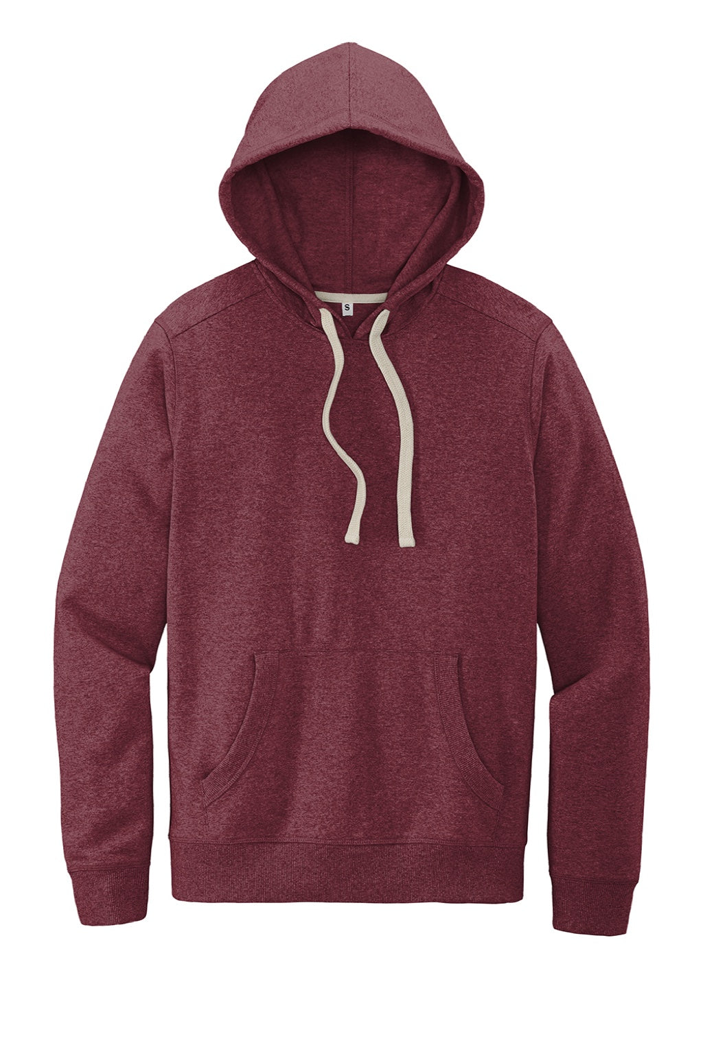 District DT8100 Mens Re-Fleece Hooded Sweatshirt Hoodie w/ Pouch Pocket Heather Maroon Flat Front