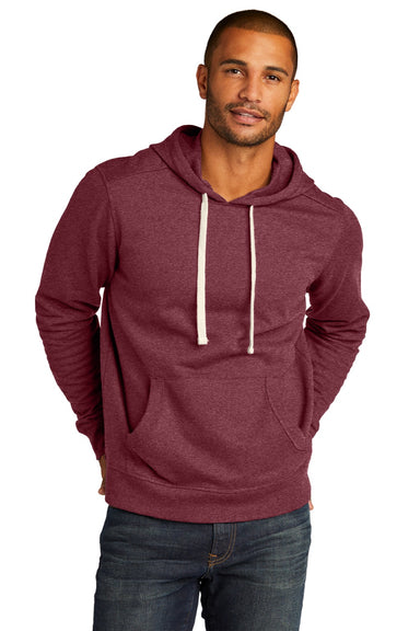 District DT8100 Mens Re-Fleece Hooded Sweatshirt Hoodie w/ Pouch Pocket Heather Maroon Model Front
