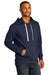 District DT8100 Mens Re-Fleece Hooded Sweatshirt Hoodie w/ Pouch Pocket True Navy Blue Model 3q