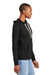 District DT8101 Womens Re-Fleece Hooded Sweatshirt Hoodie w/ Pouch Pocket Black Model Side