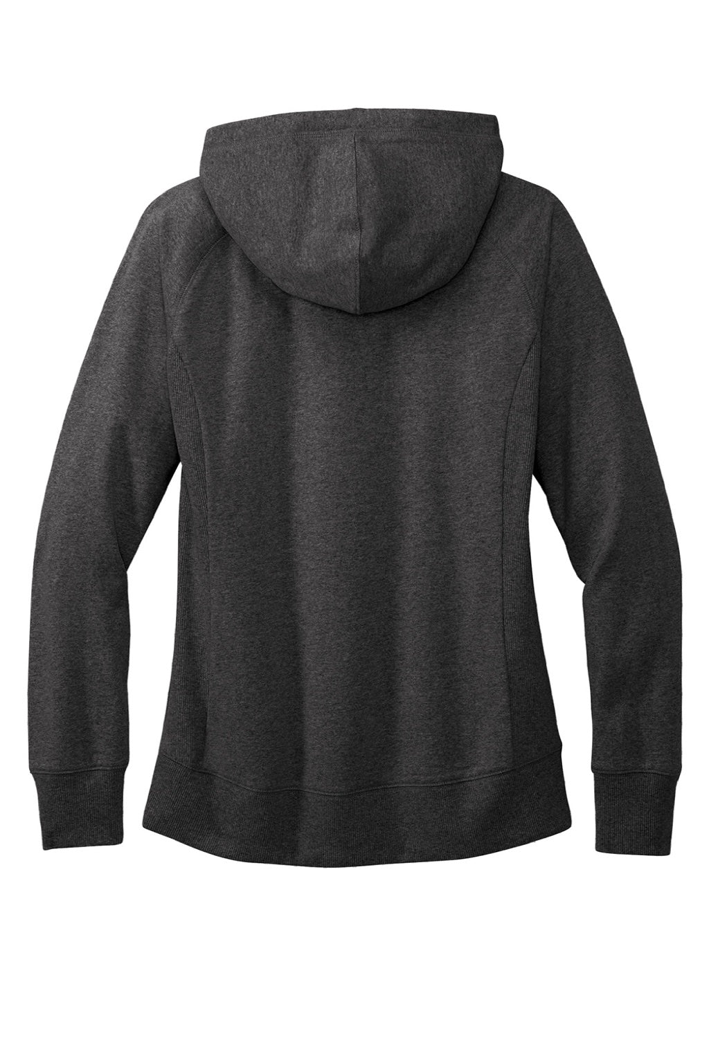 District DT8101 Womens Re-Fleece Hooded Sweatshirt Hoodie w/ Pouch Pocket Heather Charcoal Grey Flat Back