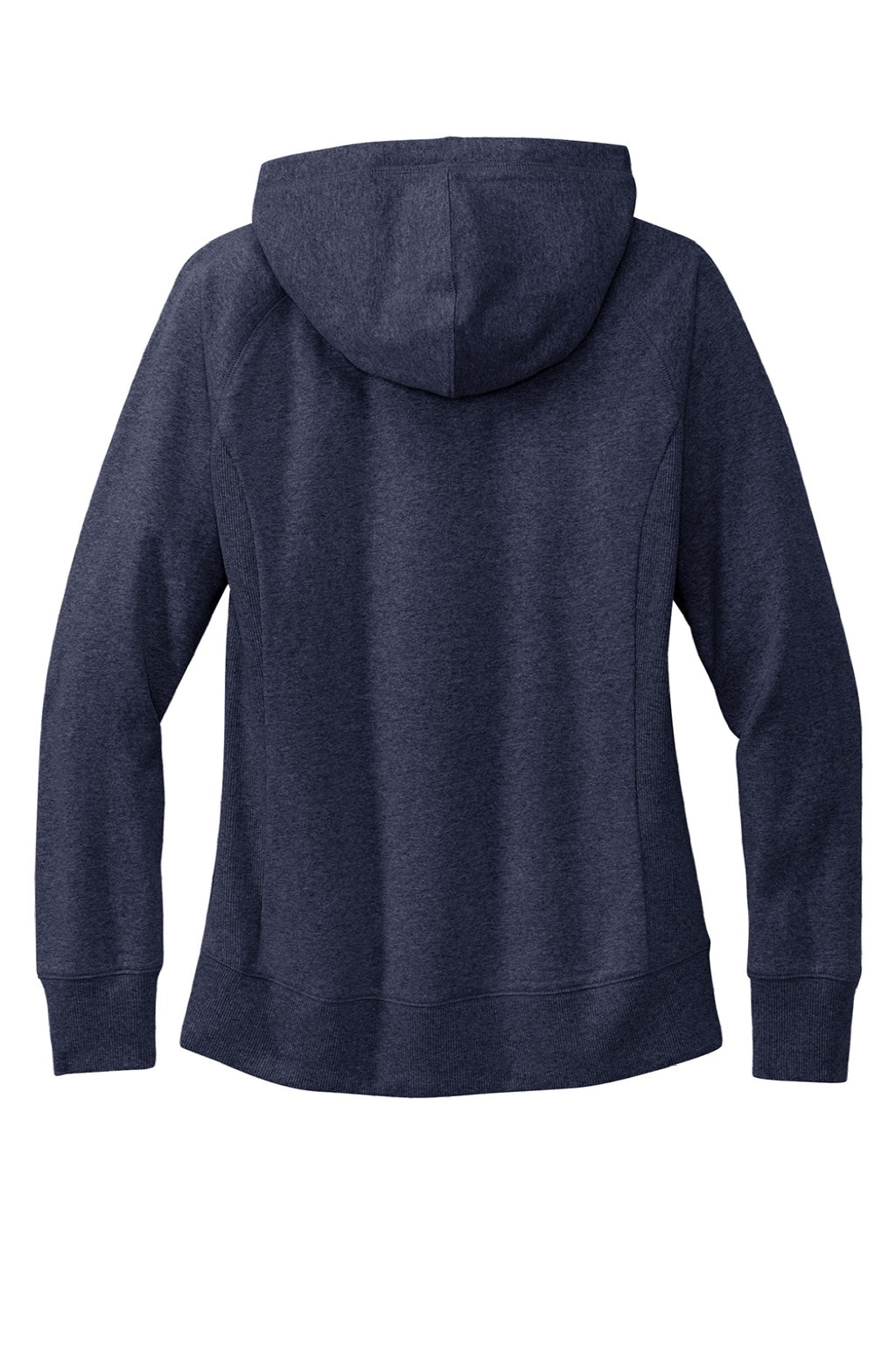 District DT8101 Womens Re-Fleece Hooded Sweatshirt Hoodie w/ Pouch Pocket Heather Navy Blue Flat Back
