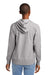 District DT8101 Womens Re-Fleece Hooded Sweatshirt Hoodie w/ Pouch Pocket Heather Light Grey Model Back
