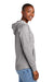 District DT8101 Womens Re-Fleece Hooded Sweatshirt Hoodie w/ Pouch Pocket Heather Light Grey Model Side