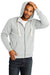 District DT8102 Mens Re-Fleece Full Zip Hooded Sweatshirt Hoodie w/ Pockets Ash Grey Model Side