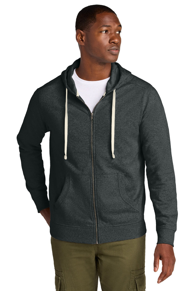 District DT8102 Mens Heather Charcoal Grey Re-Fleece Full Zip