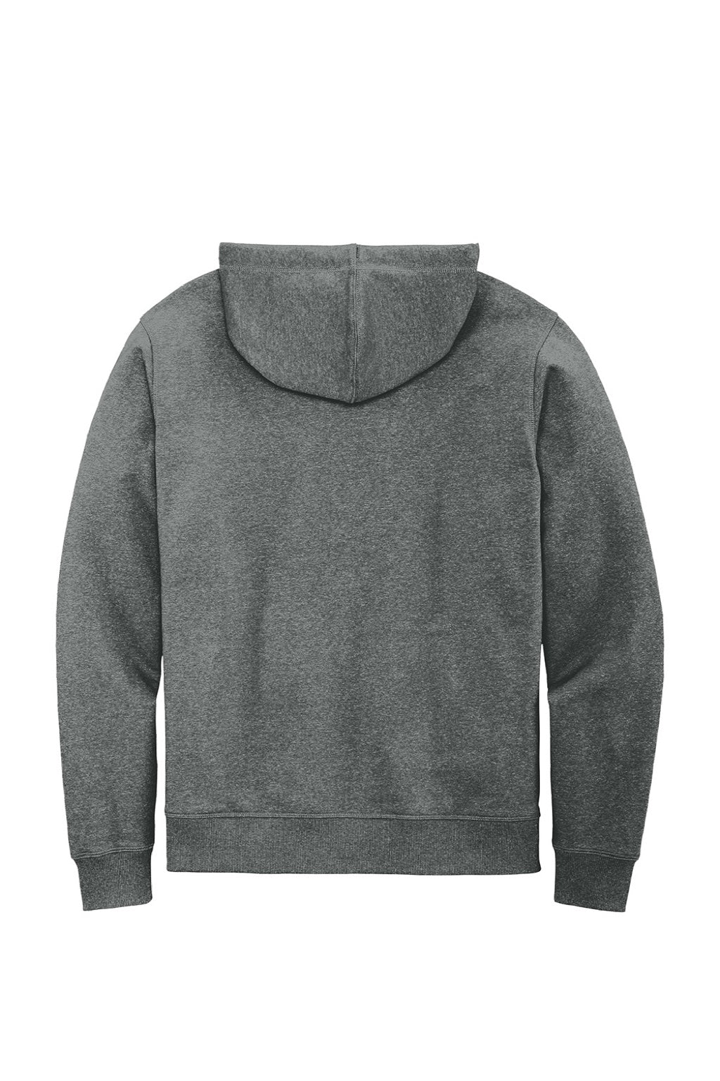 District DT8102 Mens Re-Fleece Full Zip Hooded Sweatshirt Hoodie w/ Pockets Heather Deep Grey Flat Back
