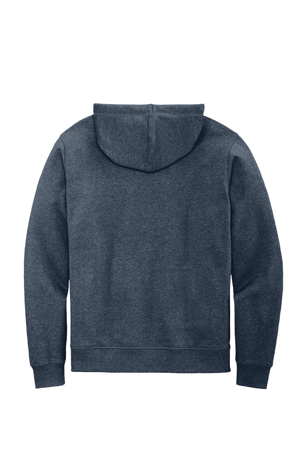 District DT8102 Mens Re-Fleece Full Zip Hooded Sweatshirt Hoodie w/ Pockets Heather Navy Blue Flat Back