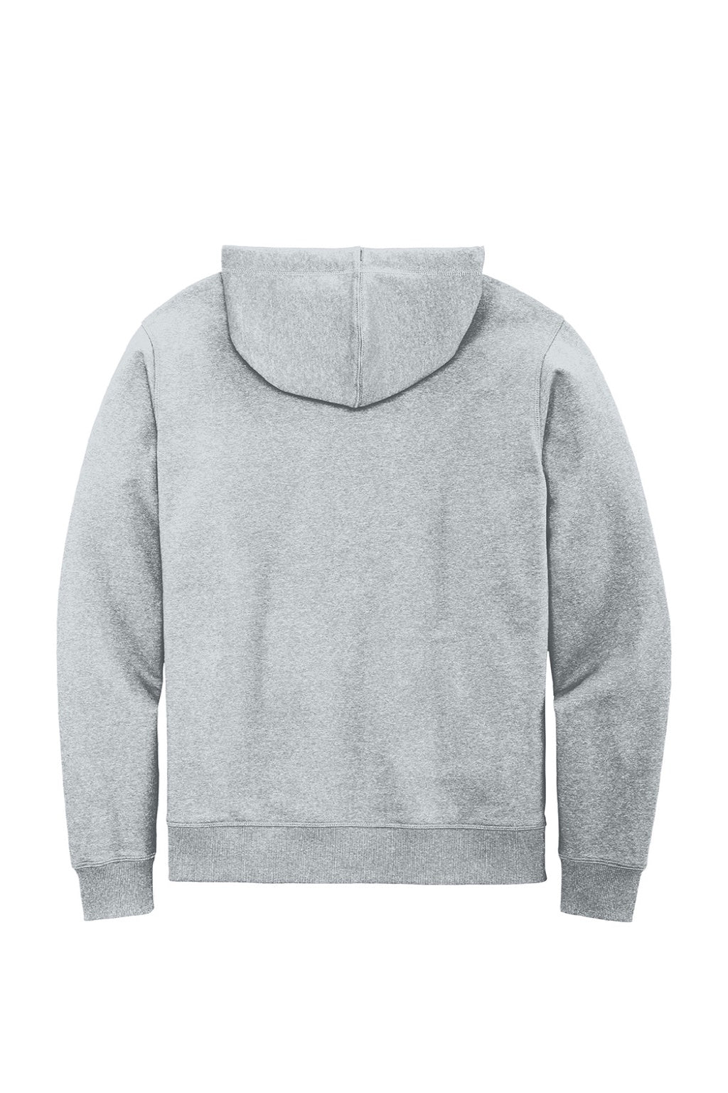 District DT8102 Mens Re-Fleece Full Zip Hooded Sweatshirt Hoodie w/ Pockets Heather Light Grey Flat Back