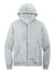 District DT8102 Mens Re-Fleece Full Zip Hooded Sweatshirt Hoodie w/ Pockets Heather Light Grey Flat Front