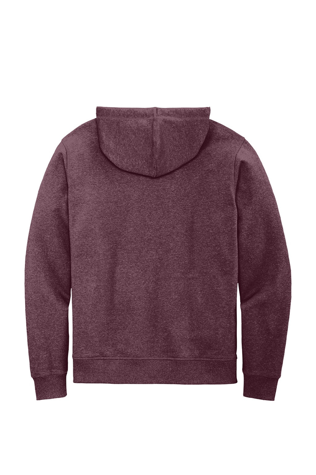 District DT8102 Mens Re-Fleece Full Zip Hooded Sweatshirt Hoodie w/ Pockets Heather Maroon Flat Back