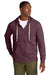 District DT8102 Mens Re-Fleece Full Zip Hooded Sweatshirt Hoodie w/ Pockets Heather Maroon Model Front