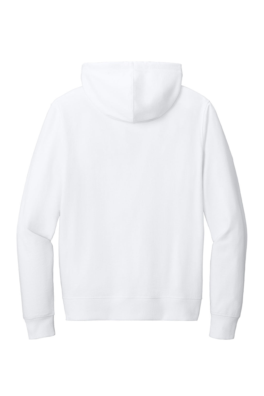 District DT8102 Mens Re-Fleece Full Zip Hooded Sweatshirt Hoodie w/ Pockets White Flat Back