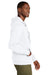 District DT8102 Mens Re-Fleece Full Zip Hooded Sweatshirt Hoodie w/ Pockets White Model Side