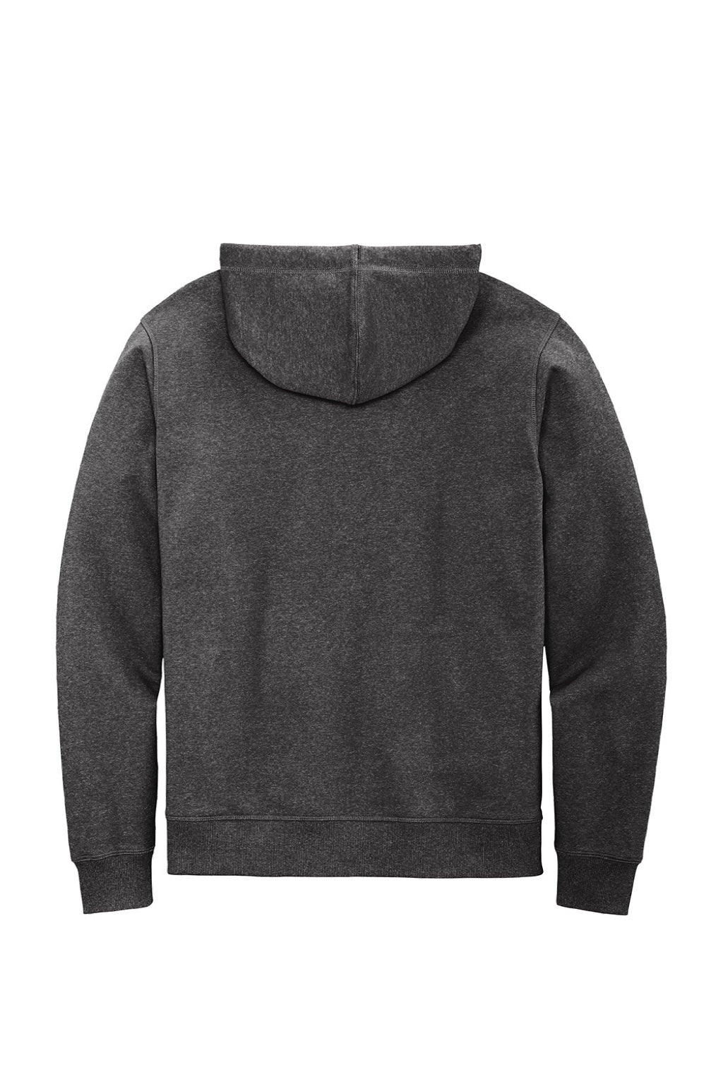 District DT8102 Mens Re-Fleece Full Zip Hooded Sweatshirt Hoodie w/ Pockets Heather Charcoal Grey Flat Back