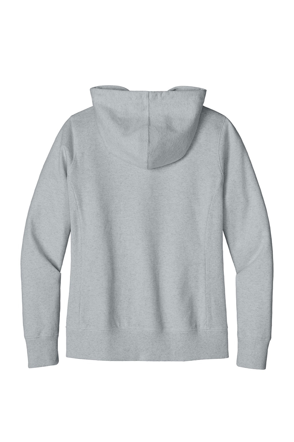 District DT8103 Womens Re-Fleece Full Zip Hooded Sweatshirt Hoodie w/ Pockets Heather Light Grey Flat Back