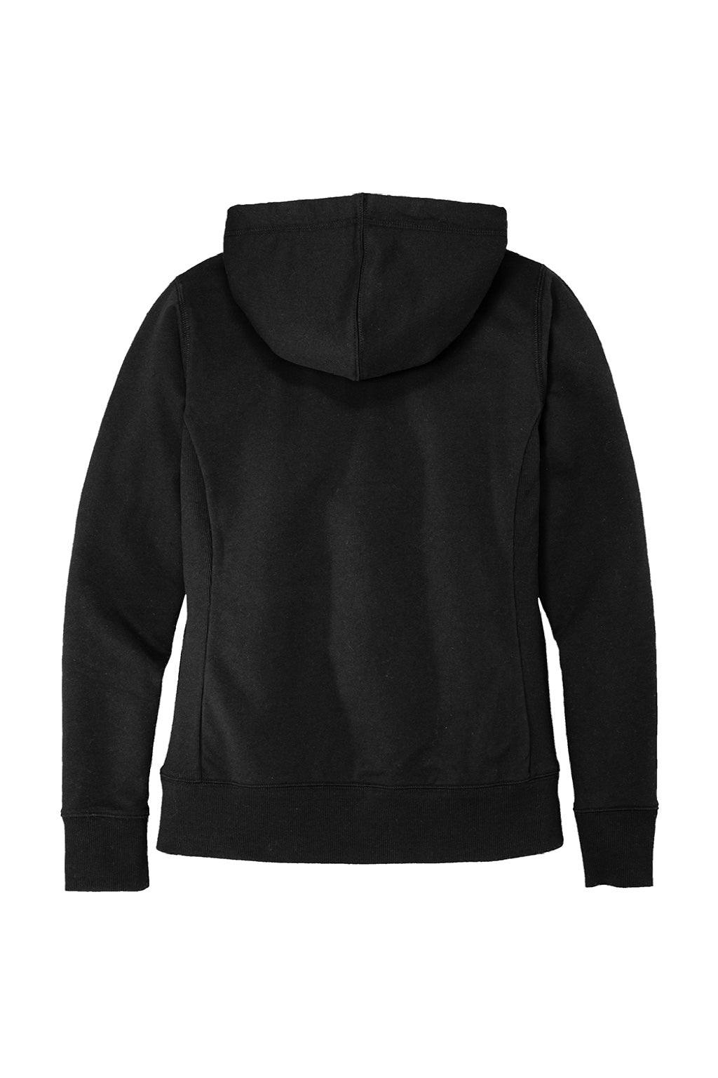 District DT8103 Womens Re-Fleece Full Zip Hooded Sweatshirt Hoodie w/ Pockets Black Flat Back