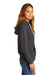 District DT8103 Womens Re-Fleece Full Zip Hooded Sweatshirt Hoodie w/ Pockets Heather Charcoal Grey Model Side