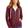 District Womens Re-Fleece Full Zip Hooded Sweatshirt Hoodie w/ Pockets - Heather Maroon