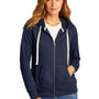 District Womens Re-Fleece Full Zip Hooded Sweatshirt Hoodie w/ Pockets - True Navy Blue